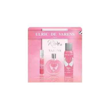 ULRIC DE VARENS - Coffret Parfum Rêve de Varens - Eau De Parfum Femme 50 ml + Déodorant 125 ml + Vaporisateur de Sac 20 ml - Chypré Floral Fruité Musqué - Made in France