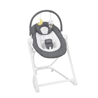 Badabulle Transat en Hauteur Compact'Up Moonlight, Hauteur réglable sur 5 positions, Dossier ajustable sur 2 positions, Pliage compact, Transat fixe ou Balancelle