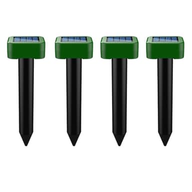 4X répulsifs solaires à ultrasons IP56 - Répulsif Anti-Taupes - Répulsif à ultrasons - Répulsif Contre Les Taupes - pour l'extérieur - Pelouse, Cour de Jardin -Square