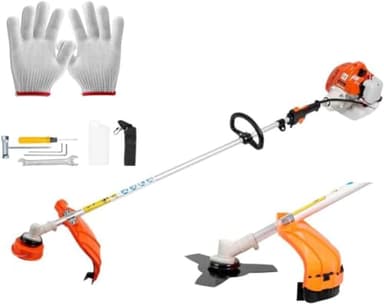 Débroussailleuse Thermique 52 CC et Coupe-Bordure Professionnelle 2 en 1 avec Tête Double Fil de 2 mm, Taille-Haie Multifonction avec Disque 3 Dents en Acier Renforcé pour Jardinage