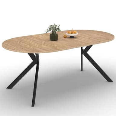 IDMarket - Table à Manger Extensible Ronde Alix 4-10 Personnes Pied araignée Bois et Noir 110-200 cm