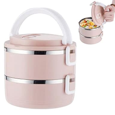GIMOCOOL Thermos pour aliments chauds, 1400ml Boîte Isotherme Repas Chaud en Acier Inoxydable avec Poignée, Récipient Alimentaire Boite Chaudpour, École, Bureau, Camping, couche double, Rose