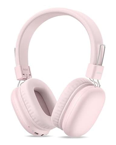 Casque Bluetooth Sans Fil Enfant, Casque Audio Enfant avec Jack, Casque Bluetooth 5.4 Pliable, Volume LimitÉ 85/94db, 50 Heures de Travail, Réglable, Headphones Sans Fil Pour Étude, Voyage (Rose)