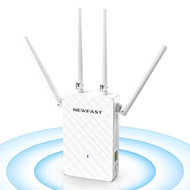 NEWFAST Répéteur WiFi Puissant N300Mbps NF-RE516, 2.4GHz Amplificateur WiFi Puissant avec WPS, Repetiteur WiFi sans Fil Compatible avec Toutes Les Box Internet, 4 Antennes, 3 Mode