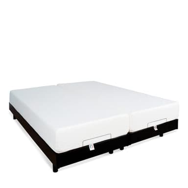 BELLECOUR Ensemble Sommier Électrique + Matelas Mémoire de Forme 21 cm 2 Places 2 x 80x200 cm (ou 160x200 cm) - Tête, Pieds et Buste relevables et télécommande Filaire - Fabriqué en France