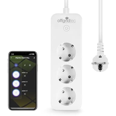 Offgridtec Smart WiFi Multiprise avec 3 prises, contrôlée par application Smart Life/Tuya, surveillance énergétique en temps réel, minuterie et scènes, compatible avec Alexa/Google Home, 16A/3680W