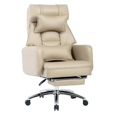 SEEDWAVE Fauteuil de Bureau Ergonomique, Taille XXL, réglable à 155° avec Repose-Pieds, Appui-tête et Soutien Lombaire, Pied en métal, capacité de Charge de 230 kg, Ressort en Forme de S + Mousse