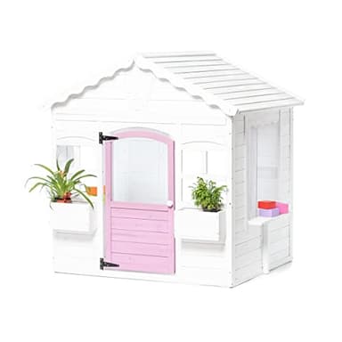 Cabane pour Enfants en Bois Princess - Blanc - maisonnette en Bois pour Jardin, Maison de Jeu pou Enfant avec Porte et fenêtres en Bois certifié FSC® idéale pour extérieurs