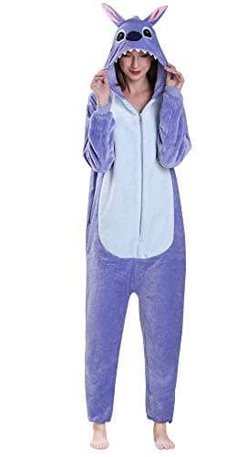 Unisexe Hot Adulte Pyjamas Cosplay Costume d'animal Onesie de nuit de nuit,XL,Blue Stitch