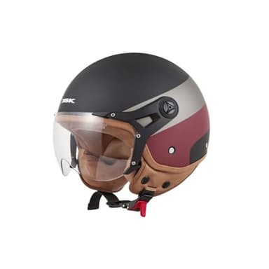 KSK Casque Jet JET SEVEN Noir & bordeaux