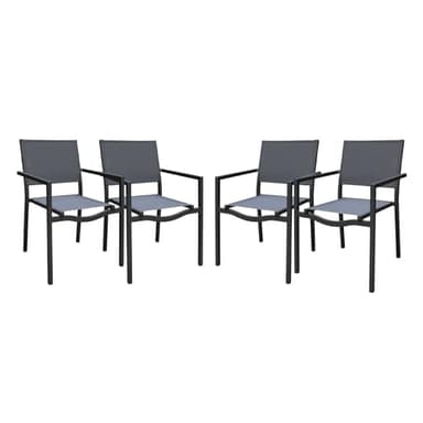 sweeek - Lot de 4 chaises de Jardins empilables en Aluminium et textilène. Anthracite
