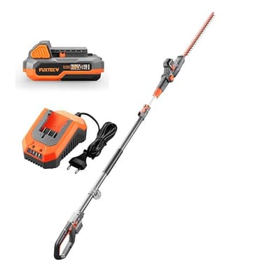 Fuxtec Taille-Haie sur Perche à Batterie Set Batterie 2Ah Et Chargeur 1A 20V FX-E1HH20 Taille-Haie Électrique Télescopique pour La Coupe De Haies Et De Buissons