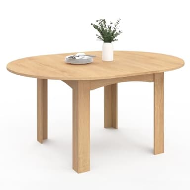 IDMarket - Table à Manger Extensible Ronde Dona 4-8 Personnes façon hêtre 110-150 cm