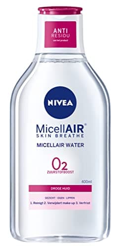 NIVEA Eau Micellaire DOUCEUR Peaux Sèches et Sensibles (1 x 400 ml), démaquillant enrichi aux micelles et acides animés sans parfum, nettoyant visage yeux & lèvres