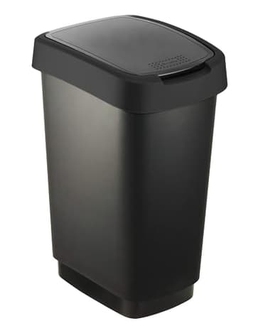 Rotho Salsa Poubelle 25l avec couvercle, plastique (PP) sans BPA, Noir, 25l (33.3 x 25.2 x 47.6 cm)