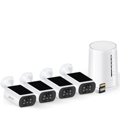 ANRAN 4MP Caméra de Surveillance WiFi Extérieure sans Fil, Panneau Solaire Intégré, avec Homebase, Vision Nocturne Couleur, Audio Bidirectionnel, Stockage Local 64G, Pas de Frais Mensuels, Kit 4+1