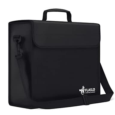 FLASLD Grand sac ignifuge pour documents et argent, résistant au feu et à l'eau, objets de valeur et passeport, avec revêtement en silicone et fermeture éclair (sac à documents 38x30x12cm)
