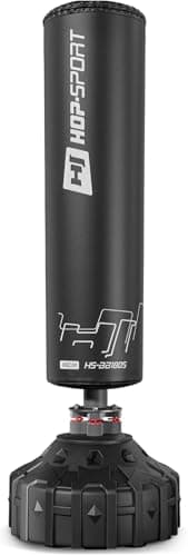 HOP-SPORT® Sac de Frappe sur Pied 180 cm x 32 cm HS-BB180S, Sac de Boxe autoportant pour Adulte équipé de 25 ventouses, Lourd Robuste et Stable en Cuir PU de Haute qualité