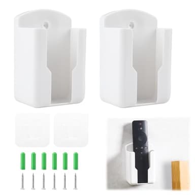 Supports Muraux pour Télécommandes, Lot de 2 avec Adhésif et Vis, Pratique pour Climatisation et TV, Taille Intérieure : 63 mm x 30 mm x 100 mm (L x l x H) (2)
