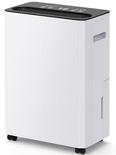 Deshumidificateur d'Air 50㎡/150m³, Deshumidificateur Électrique Compact avec Réservoir 3L, Écran Tactile, Contrôle Intelligent de l'Humidité 30-80%, Silencieux, pour Maison, Cave, Bureau （18L/Jour）