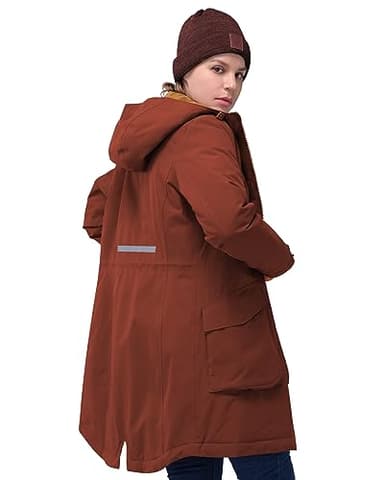 33,000ft Manteau long pour femmes, manteau d'hiver à capuche imperméable pour dames pour la randonnée, le camping, les voyages