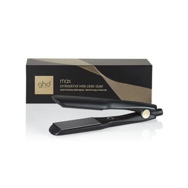 ghd - Lisseur cheveux ghd max - Fer à lisser professionnel (Noir) - Plaques larges - Lissage 2x plus rapide, sans chaleur extrême, cheveux 80% plus brillants - Idéal cheveux longs, épais et/ou bouclés