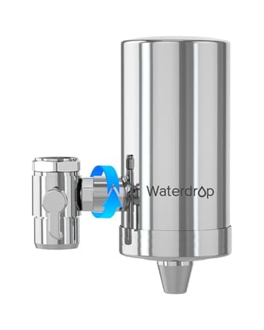 Waterdrop WD-FC-06 Robinet en Acier Inoxydable, Système de Filtration d'eau à Bloc de Carbone, Filtre à eau du Robinet, Réduit Chlore, Mauvais Goût et Odeur (1 Filtre Inclus)