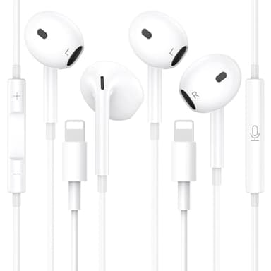 Lot de 2 Écouteurs Filaire iphone, [Certifiés MFi] Écouteurs Intra-Auriculaires Stéréo HiFi avec Micro et Contrôle du Volume, Casque Antibruit Compatible avec iPhone 14/14Pro/13Pro/12/SE/11/11Pro/XS