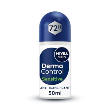NIVEA MEN - Bille Masculin Derma Control Sensitive - Déodorant Homme 72H Anti-Transpirant Aisselles - Acide Hyaluronique - Anti-Irritations - 0% Alcool - Peaux Sensibles - Protection Active - 50 ml
