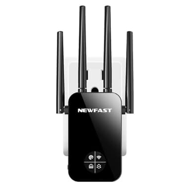 NEWFAST AC1200 Répéteur WiFi Puissant RE523, Double Bande Amplificateur WiFi, Repetiteur WiFi sans Fil Compatible avec Toutes Les Box,Configuration WPS en Un clic, 4 Antennes