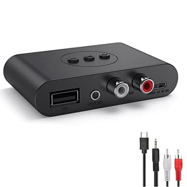 EBOOBA RéCepteur Audio Bluetooth 5.2 Clé USB NFC RCA 3,5 Mm AUX USB la Musique StéRéO Adaptateur avec Microphone