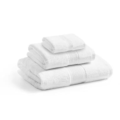 Sweet Needle - Serviette de Bain Qualité Hôtelière Premium, Blanc - 100% Coton - 600 g/m² - 1 Serviette de Bain, 1 Serviette à Main & 1 Gant de Toilette, Très Absorbante pour Salle de Bain