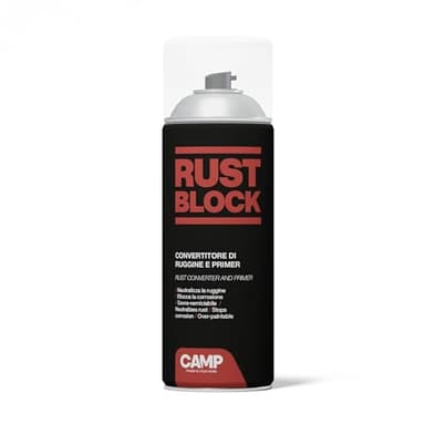 Camp Rust Block Convertisseur de Rouille avec Apprêt Spray - Convertit et Bloque la Rouille, Protecteur, laisse la Surface Prête À Être Peinte,150ml