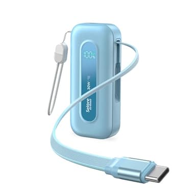 Batterie Externe, 10000mAh PD 30W Power Bank Charge Rapide avec Rétractable Câble Intégrés, USB C Chargeur Portable avec Affichage LED, Compatible avec iPhone 17 16 15 14 13 12 Samsung, Macbook, iPad