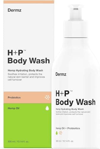 Dermz H+P Gel douche réparateur pour peaux sensibles à l'eczéma et au psoriasis pour peaux sèches Huile de chanvre et probiotiques Hydratation et lutte contre les peaux sèches Gel douche naturel