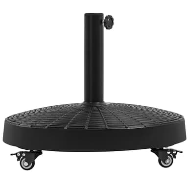 Yaheetech Pied de Parasol à roulettes 25 KG Pied de Parasol Lourd Base Parasol Imitation Rotin en Résine pour Mât de Ø 3,8 cm/ 4,8 cm du Parasol de Jardin 52 × 52 × 42 cm