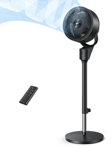 Dreo 25 dB Ventilateur Silencieux sur Pied, Ventilateurs Puissants avec Télécommande, Portée de 24 m, 3 Modes,Hauteur réglable de 86 à 104 cm, Vertical manuel à 90°, Minuterie de 6 h