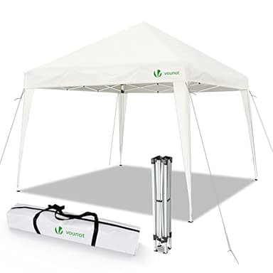 VOUNOT® Tonnelle de Jardin 3x3m Pliable Tente Pliante de Jardin Rapide à Installer Auvent Pliable pour Camping Festival Plage Jardins Inclus Sac de Transport et Sac de Sable Blanc