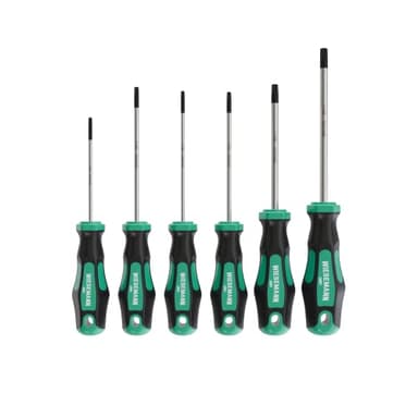 Lot 6 pcs. tournevis TX pour vis Torx avec pointe ENSURE en acier Q-50 de WIESEMANN 1893 I T10, T15, T20, T25, T30, T40 I Avec pointe magnétique I 81147