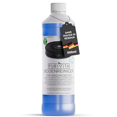 PURIVITA® Produit Robot Laveur Sol [500ML] - Détergent Robot Laveur - Produit Nettoyant Aspirateur Laveur - Concentré de Détergent Pour Tous les Robots Lavants - Produit Pour Aspirateur
