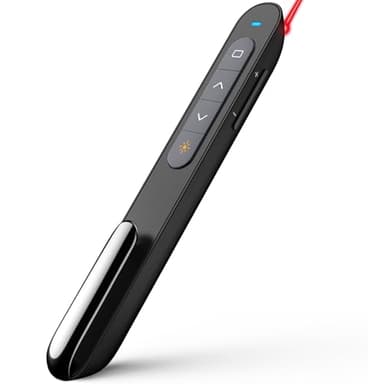 Norwii Télécommande de Présentation pour PowerPoint, Présentateur sans Fil avec Pointeur, Portée 100m pour Enseignants et Conférenciers, Compatible macOS (Rouge - AAA - USB-A)