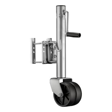 WilTec Roue Jockey Double Charges Lourdes – 6" – Hauteur de Levage Max. 270 mm – Capacité Max de 680 kg – Roulette Avant pour Voitures Remorques Caravanes avec manivelle