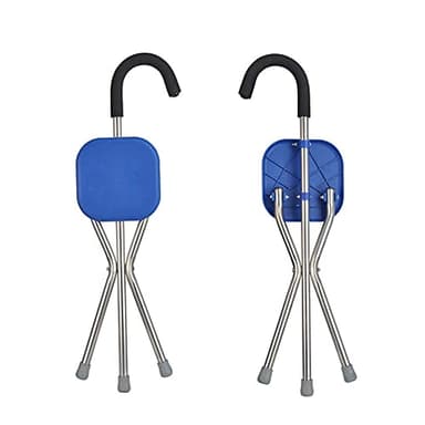 ZAANU Siège de Canne léger Pliant, Canne de Marche, Tabouret de siège, Chaise de Canne de Voyage, Canne de Marche trépied, Canne Pliable Portable avec siège