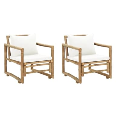 vidaXL 2X Chaise de Jardin Bambou Siège Fauteuil Extérieur Chaise de Terrasse
