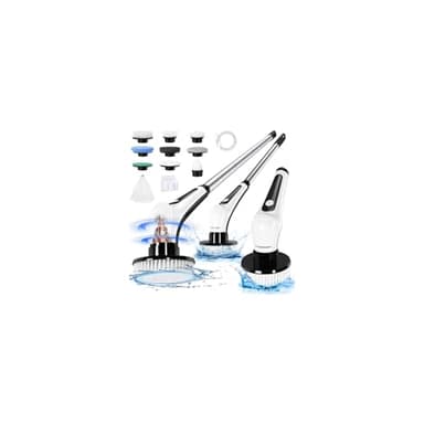 Brosse Nettoyage Electrique,[IPX8 Imperméable] Homtronics Brosse Rotative Électrique,Spin Scrubber Salle de Bain,sans Fil,avec Poignée Réglable et 9 Têtes Remplaçables pour Plancher,Voiture,Noir