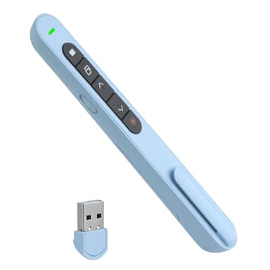 USB Télécommande de Présentation avec Pointeur Rouge, Télécommande Ordinateur pour Google Slides Keynote MS Word ACDSee Prezi, Zapette PowerPoint pour Enseignement Bureau Conférence (Bleu)