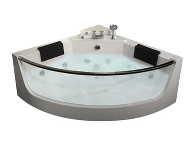 Vente-unique - Baignoire balnéo d'angle vitrée - 2 places - 330 L - 138 x 138 x 59 cm - EVELINA