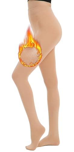 Hiltzo Collants Chauds pour Femmes Hiver Extensible épais Polaire Taille Haute Thermique Collant D'hiver, couleur chair,l-xl