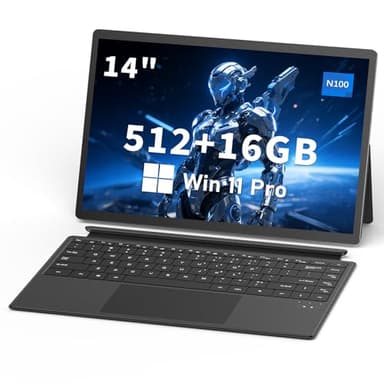 FUNYET Ordinateur Portable 2 en 1 Laptop, système Win 11 14 Pouces,PC Portable processeur N100, 16 Go de RAM + 512 Go de SSD, Clavier rétroéclairé, écran Tactile et Port Type C，Notebook 2in1 Tablette