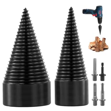 QWORK® Fendeuse de Bûches, 45 mm et 32 mm Fendeurs à Bois avec 4 Poignées, Fendeuse Bois Cône, pour Marteau Électrique